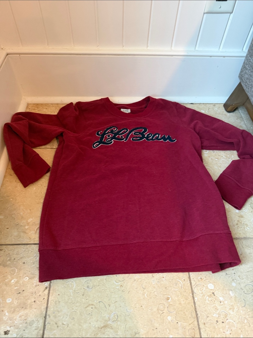 L.L. Bean Burgundy Logo Crewneck Sweatshirt
